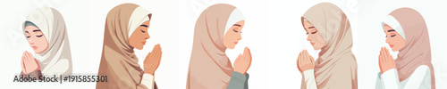 vector half body pf muslim woman praying gesture side view