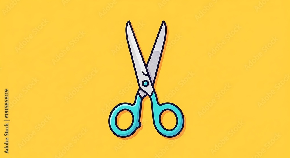 Fototapeta premium Colorful Scissors on Yellow Background.