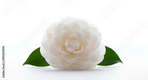 Beautiful white rose flower with green leaves on white background close up view natural and serene floral arrangement