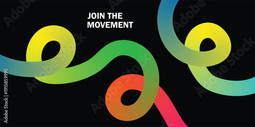 Vibrant gradient ribbon movement poster