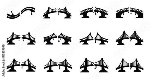 Collection of broken bridge connection logo vector design concept template for business or company