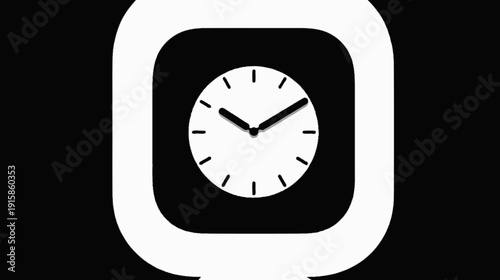 An app-like icon featuring a clock within a rounded-square outline, showcasing time measurement