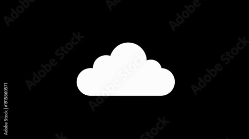 A white cloud icon, stylized with rounded shapes, against a stark black background