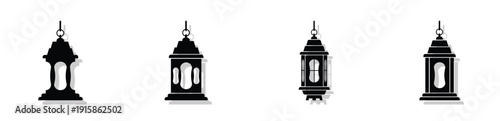 These icons fall under the Flat Vector Silhouette and Pictogram categories. Specifically, they are Cultural/Religious Symbols designed with a minimalist aesthetic
