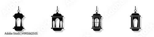 These icons fall under the Flat Vector Silhouette and Pictogram categories. Specifically, they are Cultural/Religious Symbols designed with a minimalist aesthetic