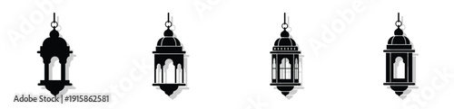 These icons fall under the Flat Vector Silhouette and Pictogram categories. Specifically, they are Cultural/Religious Symbols designed with a minimalist aesthetic