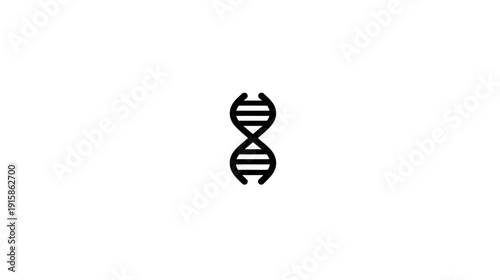 A minimalist depiction of a DNA double helix strand. The illustration is black on a white background
