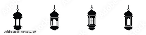These icons fall under the Flat Vector Silhouette and Pictogram categories. Specifically, they are Cultural/Religious Symbols designed with a minimalist aesthetic