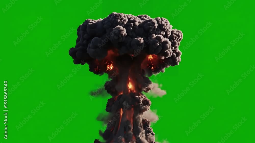 Green Screen the explosion of a nuclear bomb realistic 3d animation ...