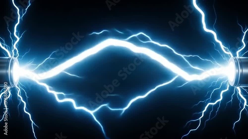 Wallpaper Mural Powerful Blue Electric Lightning Discharge Between Two Terminals Torontodigital.ca