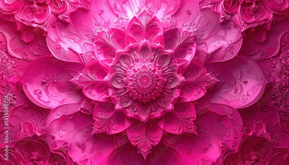Obraz premium Intricate Pink Floral Fractal Art - A Mesmerizing Digital Creation.