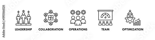 People Management banner web icon illustration concept with icon of leadership, collaboration, operations, team, optimization