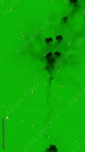 Green Screen fireworks explosion on background scene 3 with distortion, overlay, glitch, static noise, scan lines black background, 4k animated video loop