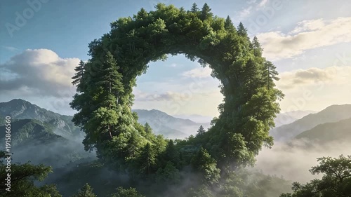 Wallpaper Mural Forest ring in mountain landscape Torontodigital.ca