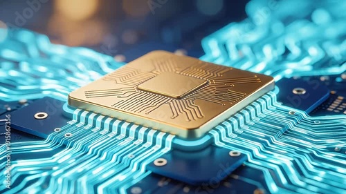 Wallpaper Mural Microchip on Circuit Board Torontodigital.ca