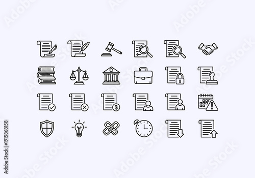 Vector Ilustration Concept Icon Set lawyer legal documents and symbols for Your Business
