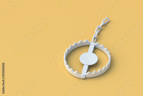 Canvas Print Bear trap on orange background