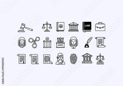 Vector Ilustration Concept Icon Set lawyer legal documents and symbols for Your Business