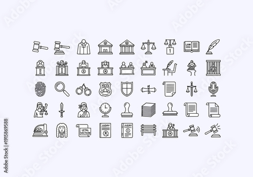 Vector Ilustration Concept Icon Set lawyer legal documents and symbols for Your Business