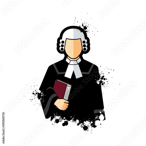 Judge with book, legal symbol, isolated on white background