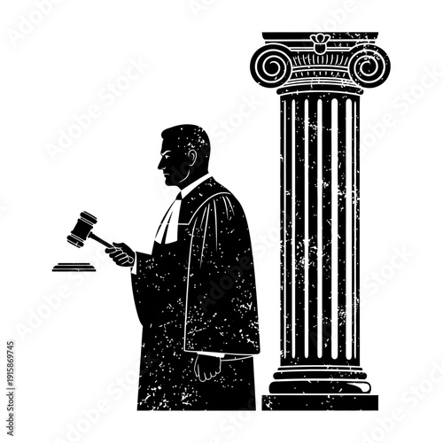 Judge with Gavel and Column