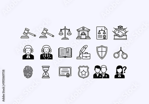 Vector Ilustration Concept Icon Set lawyer legal documents and symbols for Your Business