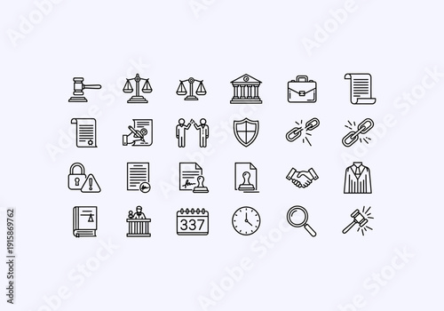 Vector Ilustration Concept Icon Set lawyer legal documents and symbols for Your Business