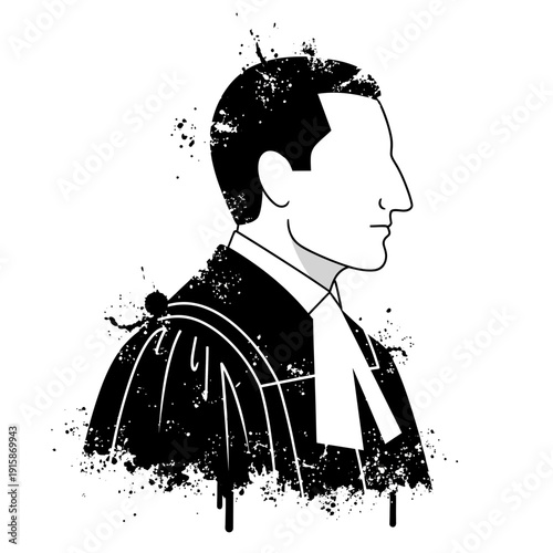 Lawyer Silhouette with Ink Splatter