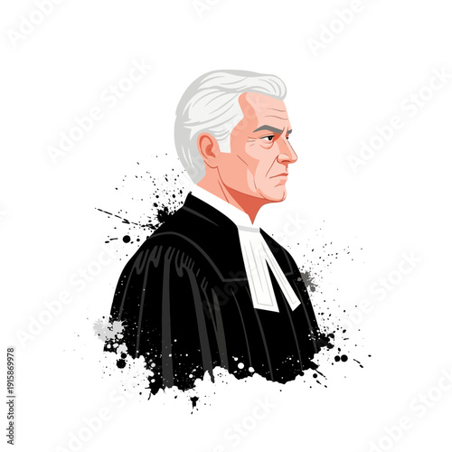Male Judge in Robes, Legal Professional Portrait