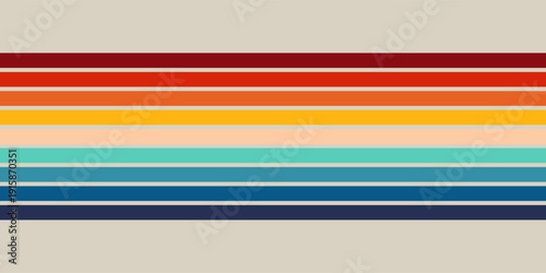 Abstract 1970's background design in futuristic retro style with colorful lines. Vector illustration eps10.