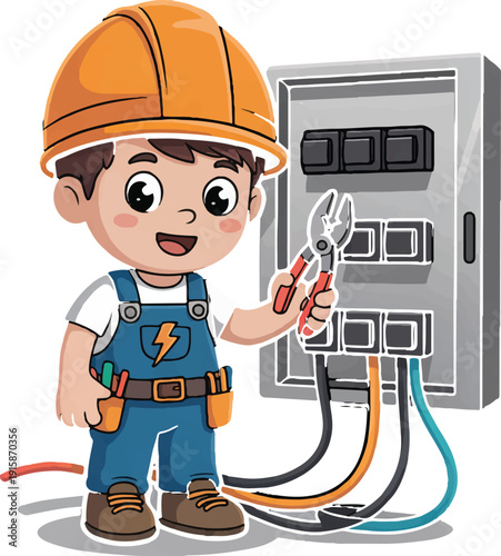 cartoon builder with a wrench