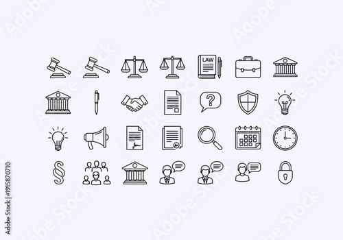 Vector Ilustration Concept Icon Set lawyer legal documents and symbols for Your Business