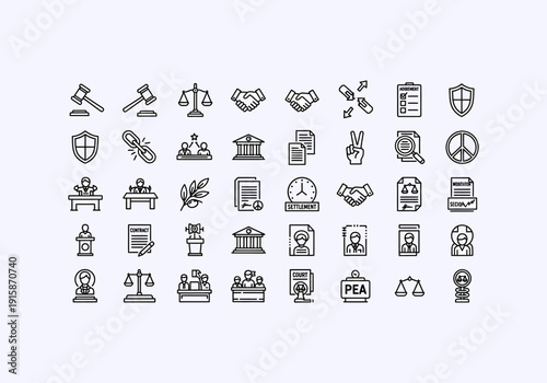 Vector Ilustration Concept Icon Set lawyer legal documents and symbols for Your Business