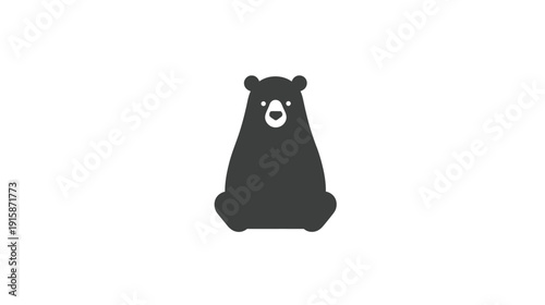 Simplified, stylized, bear illustration, dark gray color, centered on white background