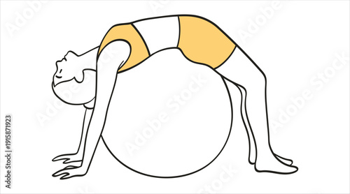 Woman stretching back on an exercise ball Vector