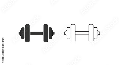 Dumbbell icon set for fitness and exercise