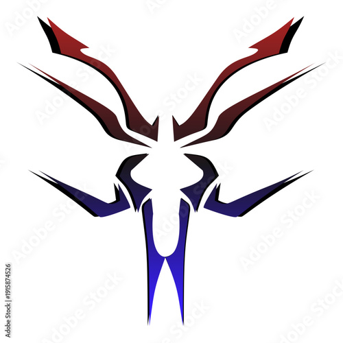 Black Abstract Spider Silhouette Design Element.