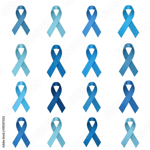 Collection of blue ribbons isolated on transparent background isolated on transparent background
