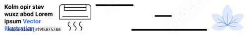 Climate control, energy efficiency, home comfort, clean air, summer cooling, HVAC systems. Air conditioning unit emitting heat waves with decorative floral design. Climate control and energy