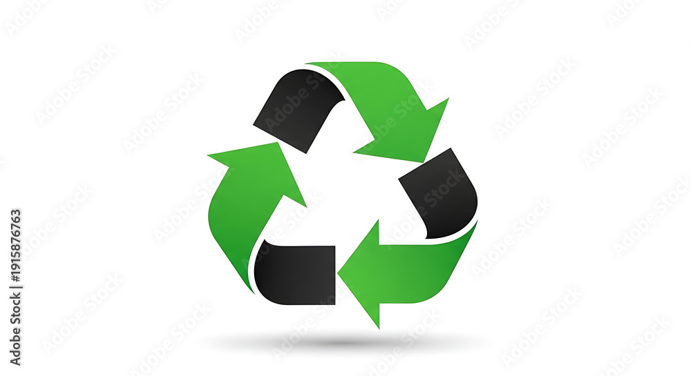 Obraz premium Recycling symbol with green and black arrows forming a circular shape
