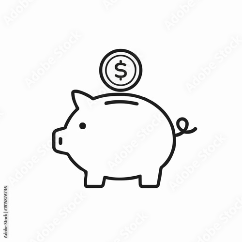 Piggy Bank Line Icon Vector