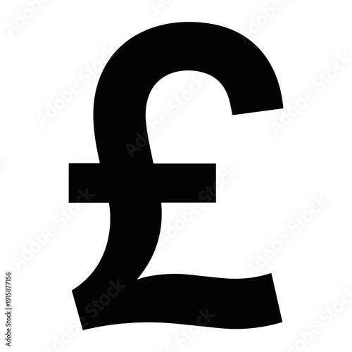 British Pound Sterling Currency Symbol Icon Glyp Isolated on Transparent.