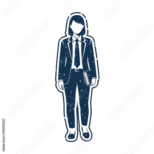 Businesswoman in suit, vector silhouette, professional attire, standing, graphic design