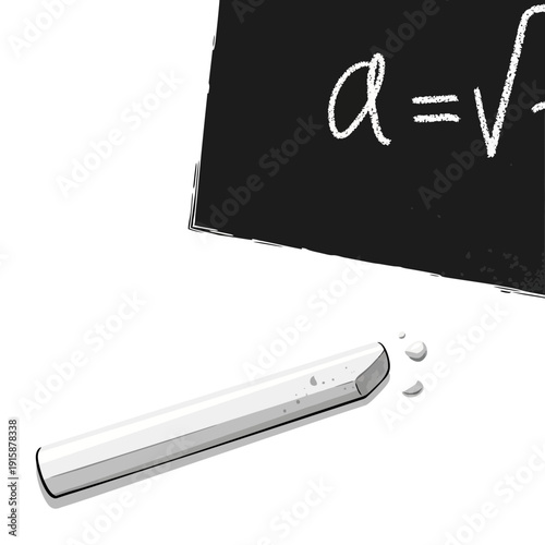 Chalkboard with math equation and chalk stick