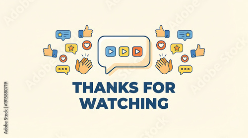 Thanks for Watching Video Outro with Social Media Engagement Icons.