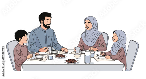 Family Eating at Table.