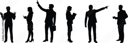 Business professionals silhouettes in corporate attire, teamwork, communication, leadership, collaboration, office lifestyle, success, strategy, productivity