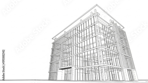 Contemporary commercial building with modern architectural design and glass facade