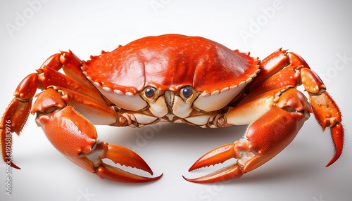 Isolated Cooked Crab With Claws Extended On A Plain Color Surface On Transparent Background