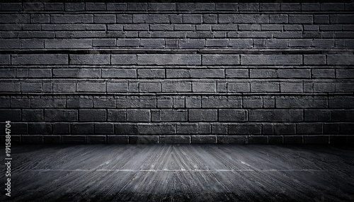 Dark Gray Brick Wall With Textured Floor Background